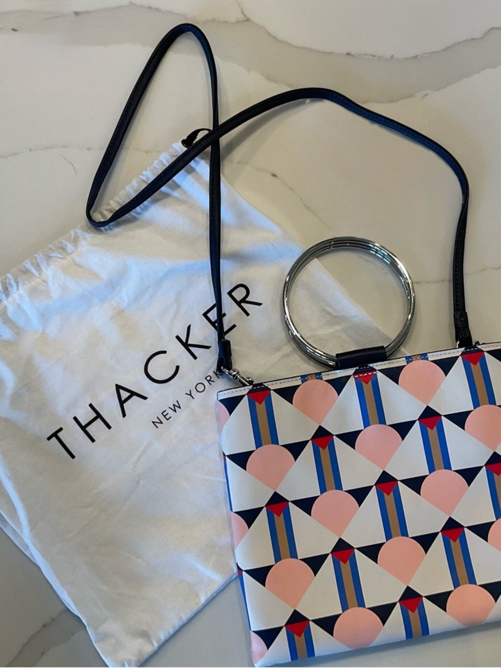 THACKER NEW YORK Crossbody Bag with Silver Ring Handle